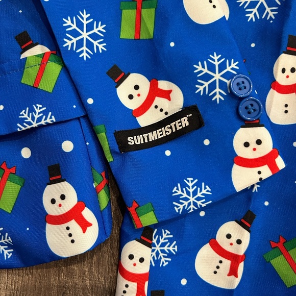 SUITMEISTER Christmas full Suit Snowman Jacket Pants & tie - size small - Picture 5 of 15